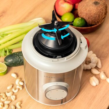 Cecotec Stand Mixer Grand Katana 2700MAX Total Destroy with Maximum Power 2700W, Counter-Rotating Technology, 8-Blade Knife with Black Titanium Coating, Heat-Resistant Jug 1.8L White