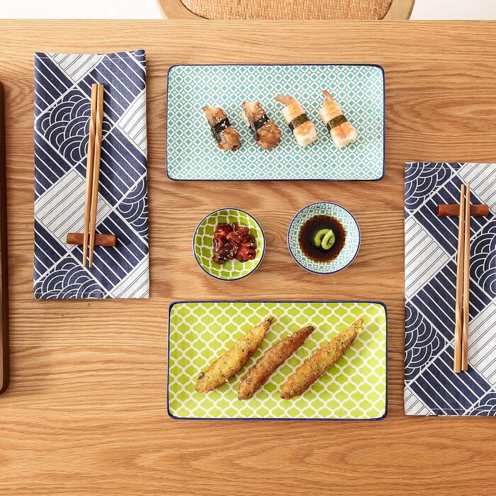 Набір посуду Vancasso HARUKA Sushi Set для суші (2 персони), кераміка, суші-тарілки, соусники, палочки для їжі