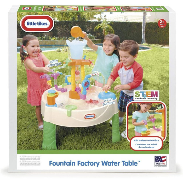 Little Tikes Fountain Factory Water Table, Garden Toy, Safe and Portable Kids' Table, Sensory Toy for Outdoors; Encourages Imaginative Play, Ages 24 Months+