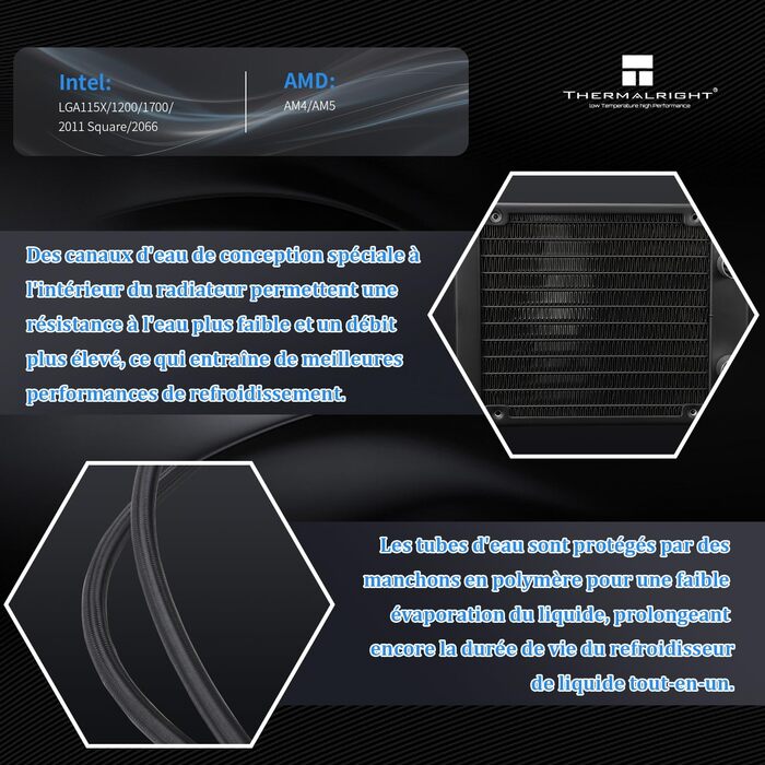 Thermalright AQUA ELITE 120 V3: Рідинний кулер для CPU з помпою та вентилятором TL-C12B-S V2 (PWM), сумісний з AMD/Intel