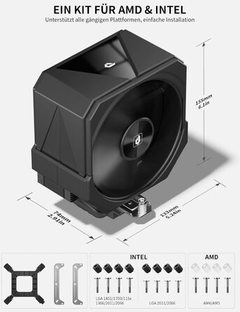upHere UP1 Elite KC4C - Кулер для процесора з RGB підсвічуванням, 120мм, сумісний з AMD AM4/AM5 та Intel