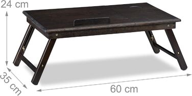 Столик для ноутбука Relaxdays з бамбука, регульований по висоті, з ящиком, 24x60x35 см, коричневий