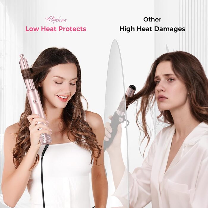 Atopskins Airstyler 6 в 1: Фен-щітка, плойка, фен, стайлер для волосся, стайлер для всіх типів волосся, 1000W, червоний