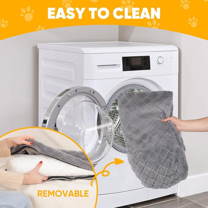 Крісло-ліжко для собак Pawboose, 100x88 см, сіре. М'яке, неслизьке, для великих, середніх та маленьких собак. Захист дивану, легко миється.