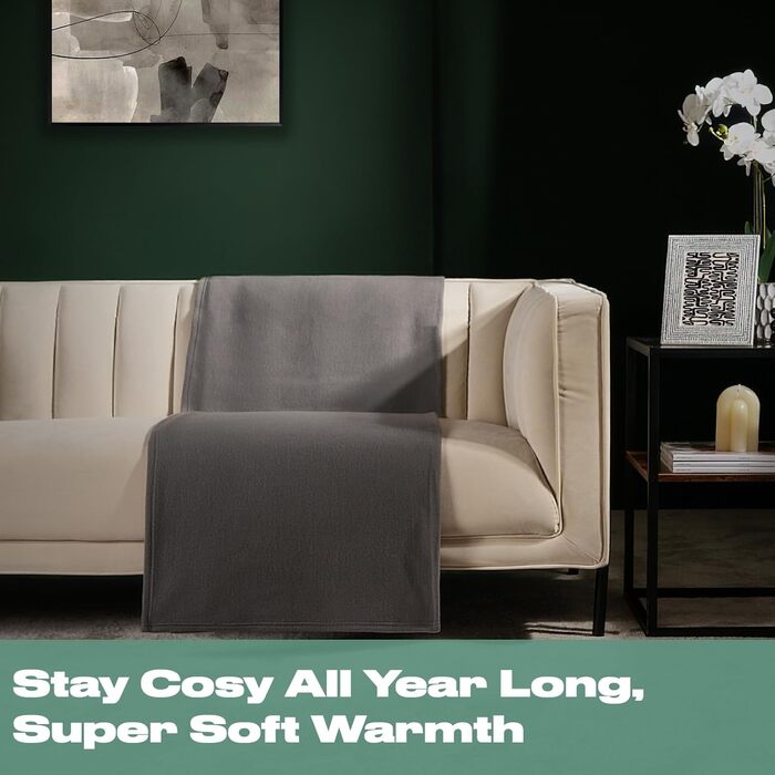 Плед DREAMSCENE з флісу, теплий плед на ліжко/диван, 200x240 см, антрацитовий колір