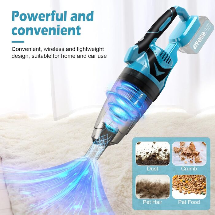 Акумуляторний пилосос Makita 18V: портативний ручний пилосос 140W 10500Pa з 4 насадками для дому та авто (без акумулятора)