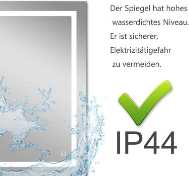 LED дзеркало для ванної кімнати LISA 70x50 см з підсвічуванням, сенсорне регулювання, антизапар, 3 кольори світла
