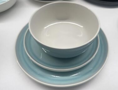 Набір посуду Steingut vancasso ELBA (24 частини) - 6 персон, бірюзовий. Супова тарілка, десертна тарілка, миска, сервіз для столу.