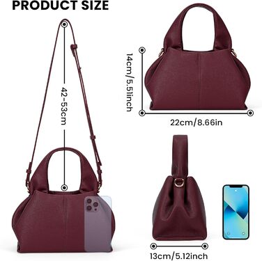 Сумка-клатч жіноча Cloud Pouch Bag бордового кольору міні, крос-боді з ремінцем