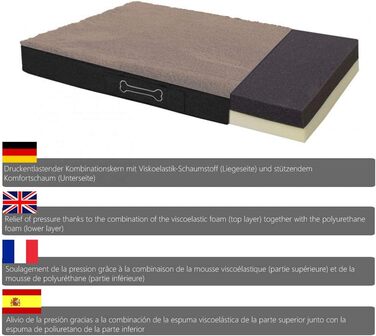 Ортопедична лежанка для собак Diluma Benji - лежанка для тварин з знімним чохлом - лежанка для собак Беж - 100 x 65 x 10 см (L, S 72 x 50 x 8 см)