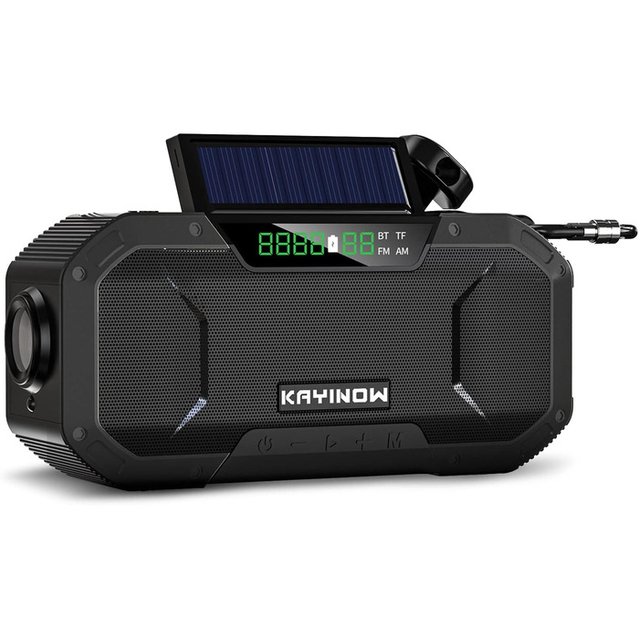 Сонячне радіо Kavolet: портативне радіо з ручним генератором, динамо, AM/FM, Power Bank 5000mAh, ліхтарик LED, SOS-сигнал для надзвичайних ситуацій, кемпінг, виживання