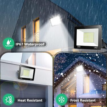 YIQIBRO 100W LED Floodlight Outdoor, IP67 Waterproof Floodlight, 10000LM 6500K Cool White Super Bright LED Spotlight Outdoor Floodlight for Warehouse, Garden, Garage, Yard, Parking Lot