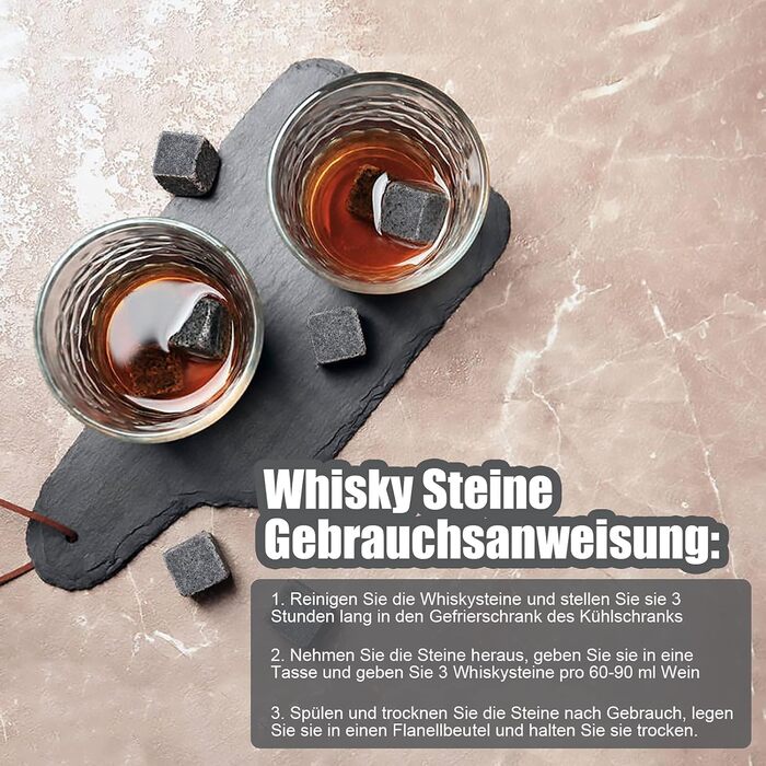 Набір віскі GOLDGE 16 шт: камені для віскі, стакани, кліпси для льоду, підставки