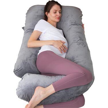 Ортопедична подушка для вагітних TaiBest U-подібної форми, сіра, бавовна