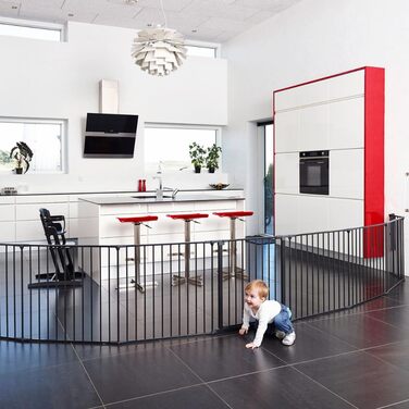 BabyDan Flex XXL - захисний бар'єр для каміну та сходів, 90-350 см, чорний, виробництво Данія