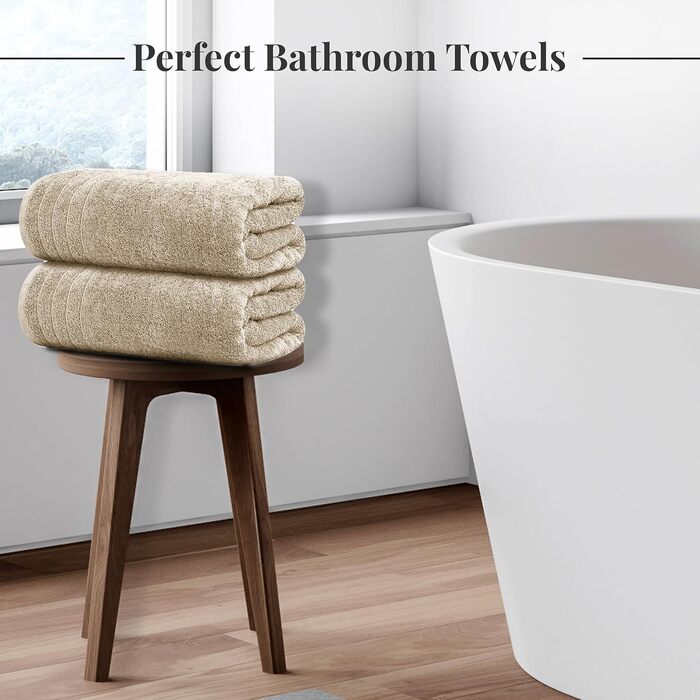 Набір рушників Tens Towels з 100% бавовни, 8 предметів: 2 великі банні рушники, 2 рушники для рук, 4 салфетки для обличчя, гігроскопічні та швидкосохнучі (Бежевий)