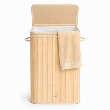 Вузький складаний кошик для білизни з бамбука, органайзер для прання, 72 л