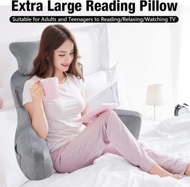 Підлогове/ліжкове крісло-подушка для читання Suewidfay, 90x80 см, з підтримкою спини та шиї