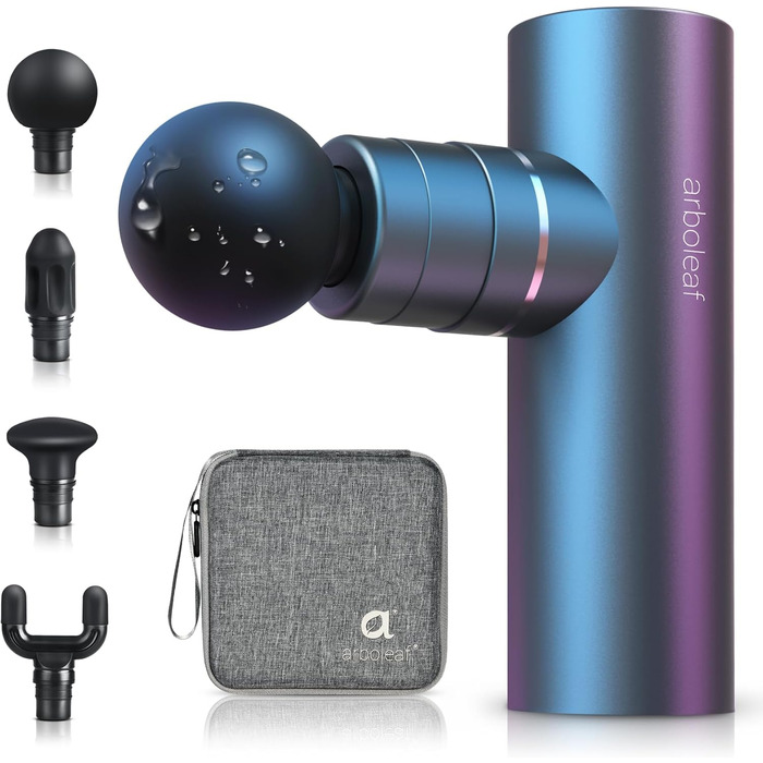 Масажер для м'язів Arboleaf Mini: тиха модель з AI, 4 насадки, USB-C, 3200 обертів, 0.47 кг, сірий колір