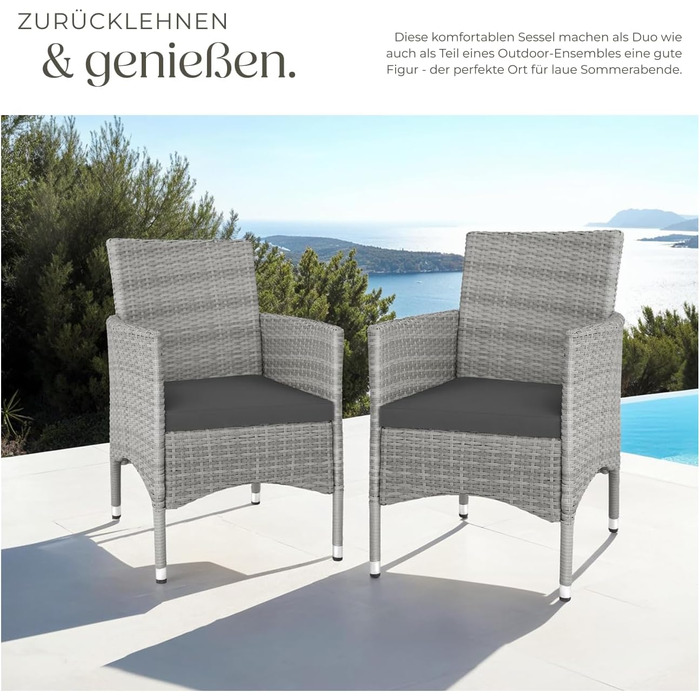 Tectake 2-Piece Rattan Garden Chair Set