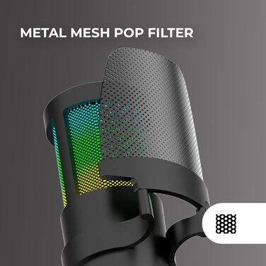 Мікрофон Mars Gaming MMIC-XT: Професійний студійний мікрофон з кульковим кріпленням, поп-фільтром та металевою сіткою (Чорний)