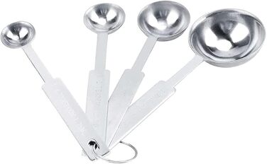 Measuring spoons, 4-piece/set, silver-colored, stainless steel, durable, spice measuring cups for kitchen, cooking
