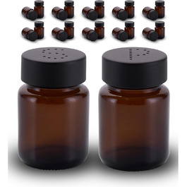 Koffs Design Salt and Pepper Shaker Set - Brown Glass - Salt Shaker with Stainless Steel Lid - Shakers for Pepper and Salt - Small and Modern Table Shakers - Salt & Pepper - 10 Sets