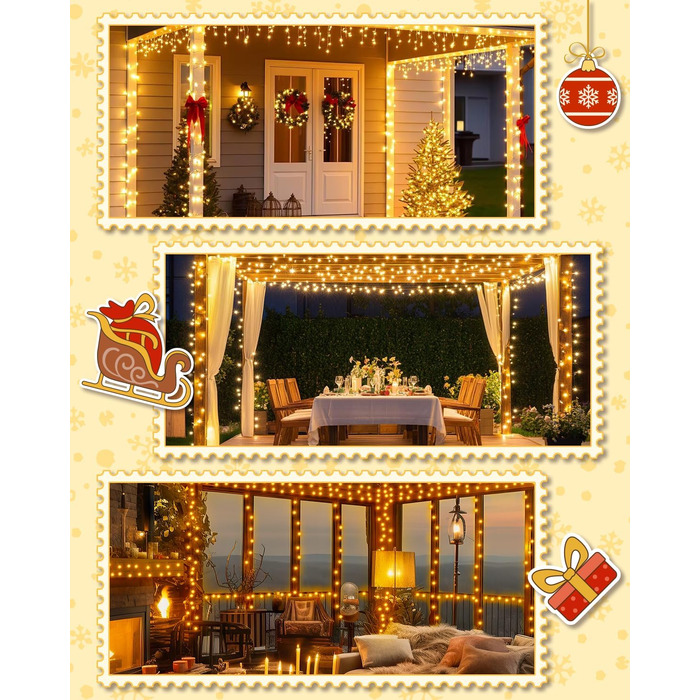 Гірлянда Halloween на 300 LED з таймером та 8 режимами освітлення, 30 метрів, тепле світло, для декорування приміщень та вулиці