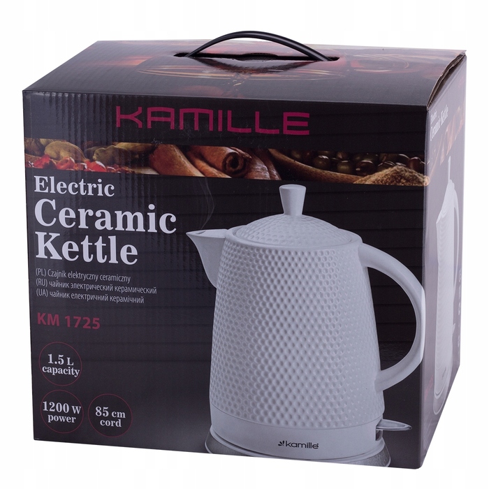 Електричний чайник Kamille KM1725, 1200 Вт, 1,5 л, білий