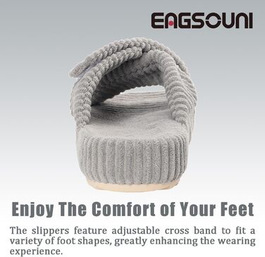 Жіночі домашні тапочки з Memory Foam, сірі. Зручні тапочки з перехресними ремінцями для дому та сну. Антиковзаюча підошва, розмір 37/38 EU