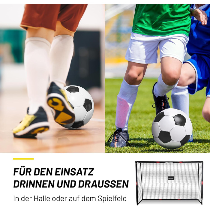 Ворота футбольні Dunlop 240x160x85/120x300x200 см, метал, для тренувань, всі вікові групи, проста збірка (чорний/червоний)