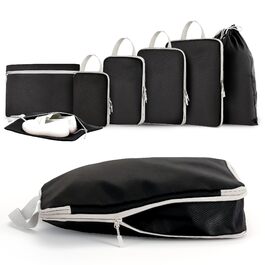 Набір кубиків-органайзерів для подорожей MEUVO - 7 шт. Компресійні сумки для валізи/рюкзака, чорні