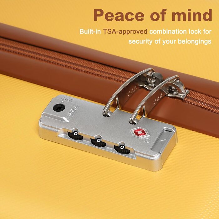 Валіза KONO з ABS-пластику, 67 x 44 x 27 см, з TSA-замком, 4-SET (блакитний/жовтий)