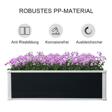 Outsunny Raised Garden Bed Planter Box with Drainage Function for Herbs and Flowers, Plastic Grey 100x80x30cm Ideal for Patio