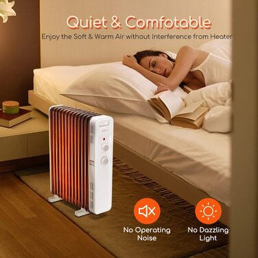 Електричний масляний радіатор Aigostar 2500W з термостатом, 13 ребер, 30м², 3 режими, захист від перекидання та перегріву