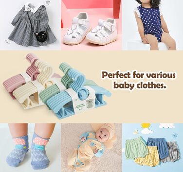 Набір дитячих вішалок для одягу 24 шт. Зростаючі вішалки для дітей з бантиками, нековзкі, для малюків та дошкільнят, кольорові