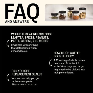 Fellow vacuum storage containers for coffee and food, integrated vacuum pump, airtight seal, 0.4 liters, clean glass