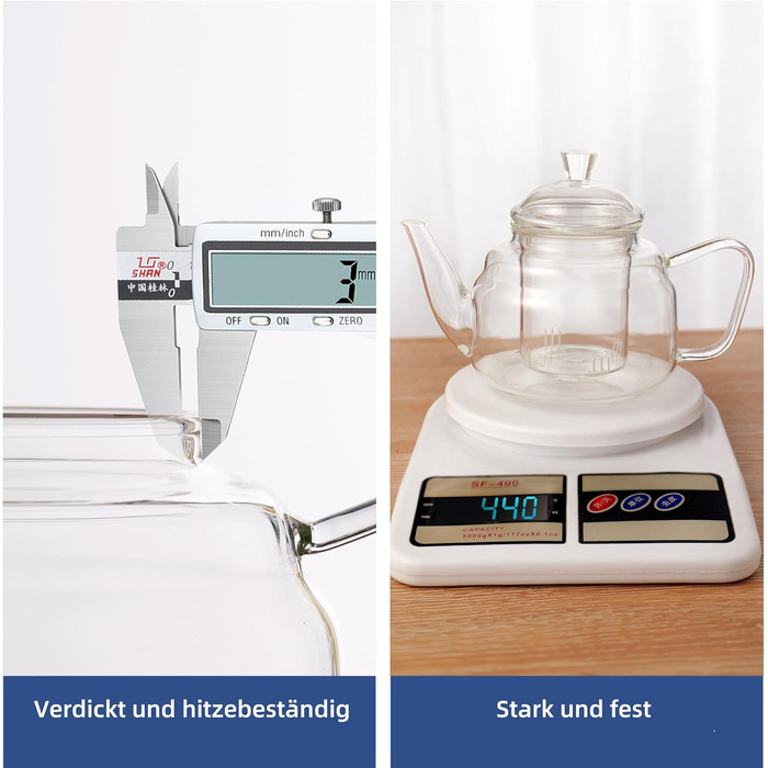 Скляний чайник CNGLASS з ситом із нержавіючої сталі, 900 мл, термостійкий для листового та розквітного чаю, прозорий