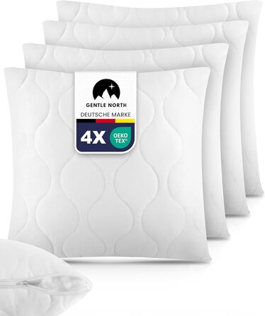 Подушки Gentle North 50x50 см, 4 шт — декоративні подушки для ліжка та дивана, з наволочкою на блискавці, для наповнення, білі, Ökotex, пральні до 60°C