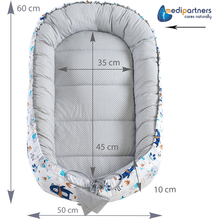 Килимок для котів та собак Medi Partners 75x60x10 см, м'яке ліжко-гніздо з зірками (Boho Animals)