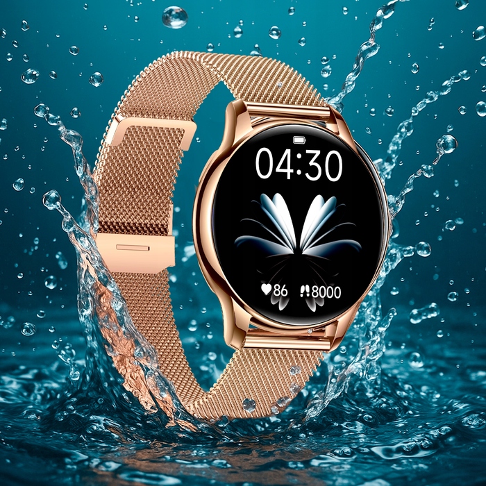 Смарт-годинник Emavo для жінок, золотий, у комплекті з 5 ремінцями