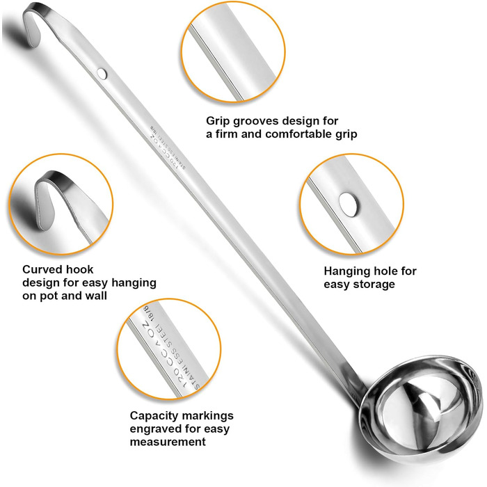 Набір кухонних аксесуарів Pleafind 4 шт. з нержавіючої сталі: половник, шумовка, лопатка, лопатка для вока