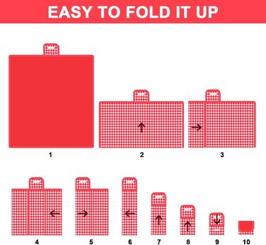 Водонепроникна пікнікова ковдра WAIZHIUA 200x200 см для пляжу, кемпінгу та відпочинку на природі (червона)