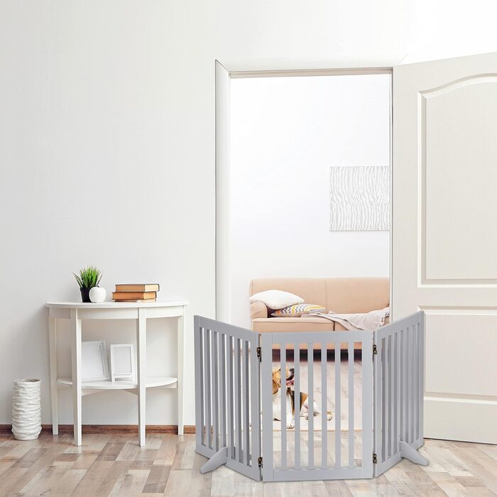 Захисне ворота Relaxdays для собак, сіре, 70 x 154 см, розкладне, з ніжками