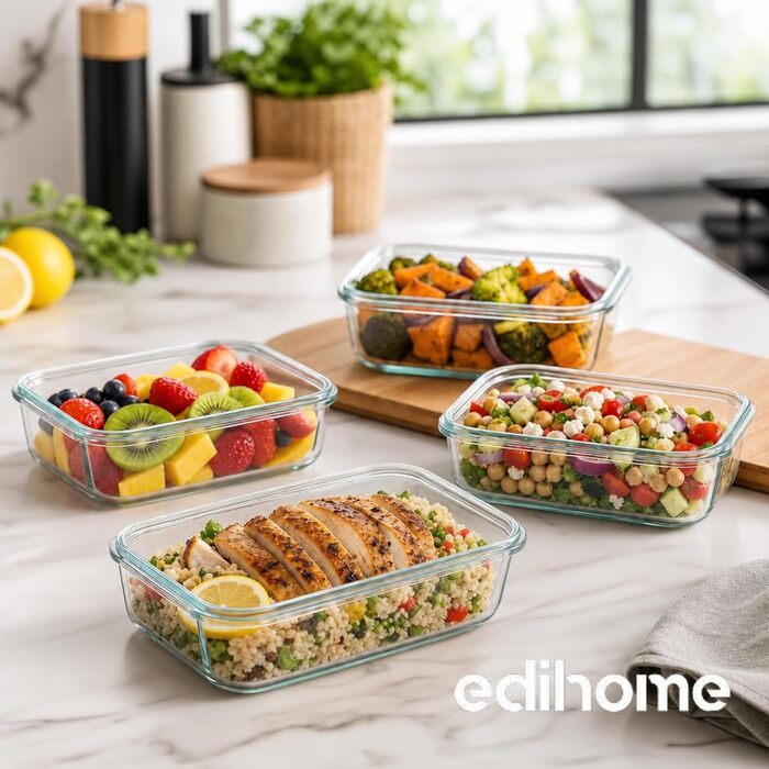 Контейнери для зберігання продуктів Edihome, 14 шт (7 контейнерів + 7 кришок), прозорі, BPA-free