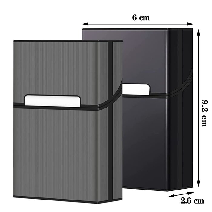 Металеве тютюнопакувальник LiRiQi на 20 сигарет (2 шт.) з магнітною застібкою, сірий та чорний кольори