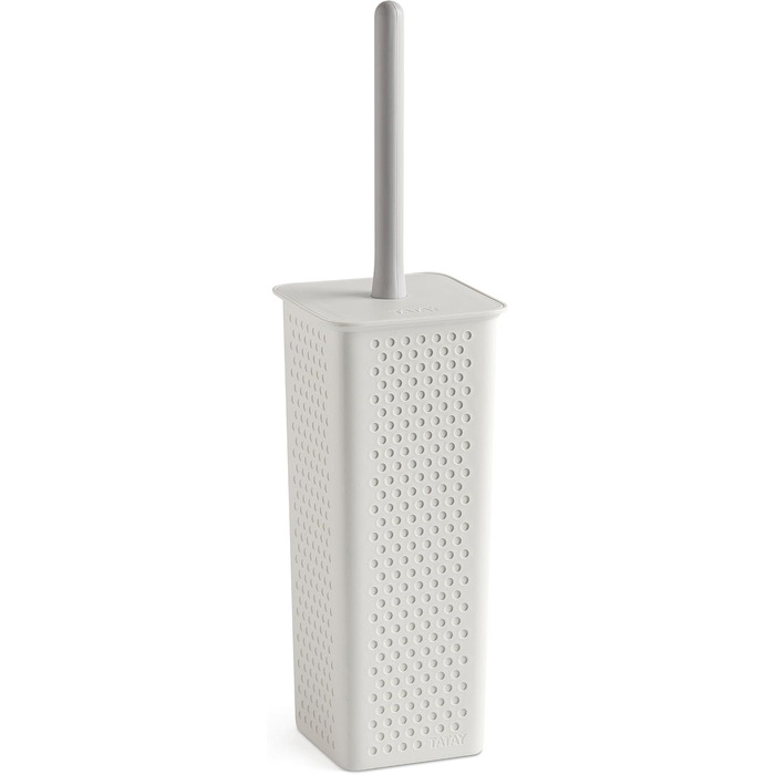 TATAY щітка для унітазу | Якісна полірезинова щітка для ванної кімнати | Елегантний дизайн, модель для столу | 10,1 x 10,1 x 35,5 см - Колекція Saigon - Бежева (біла щітка Bohol)