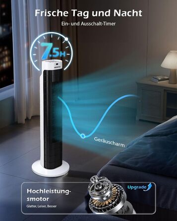Вентилятор вежовий Aigostar Leise Turmventilator 76 см з осциляцією та таймером, 45 Вт