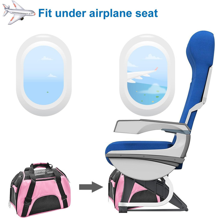 Транспортувальна сумка для тварин (кіт, собака, кролик, хом'як) - 47x27x28 см, до 5 кг, рожева