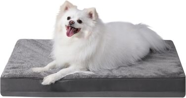 Ортопедичне ліжко для собак KSIIA, великі породи, 105x70 см, знімний чохол, двостороннє, темно-сірий (75x47x7 см)